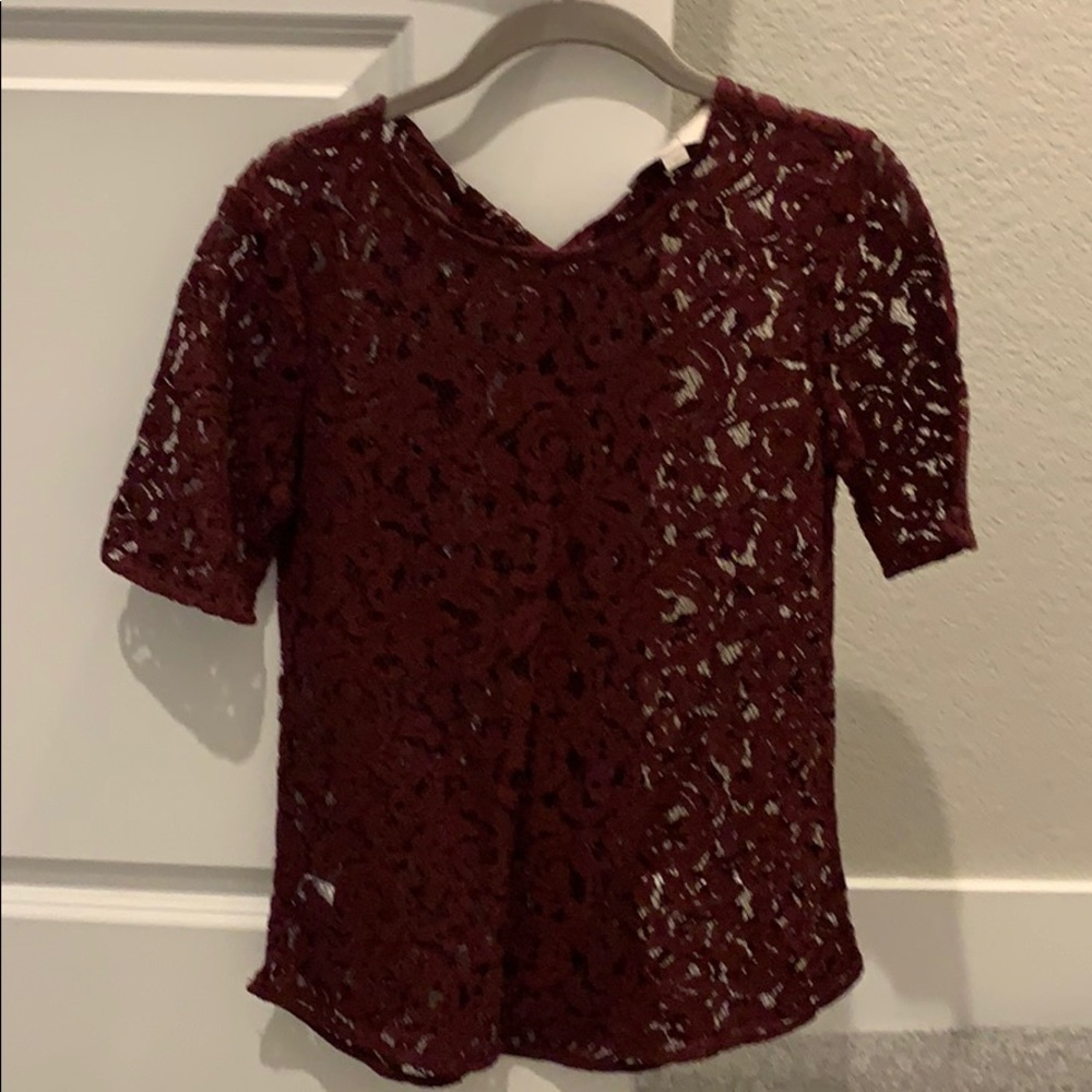 NWOT- Loft maroon lace top- size small